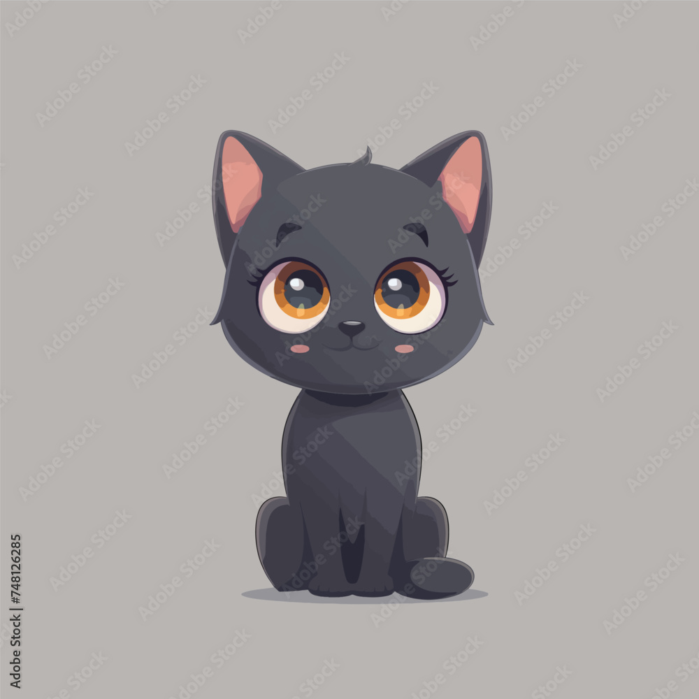 cute little kitten cartoon vector isolated.
