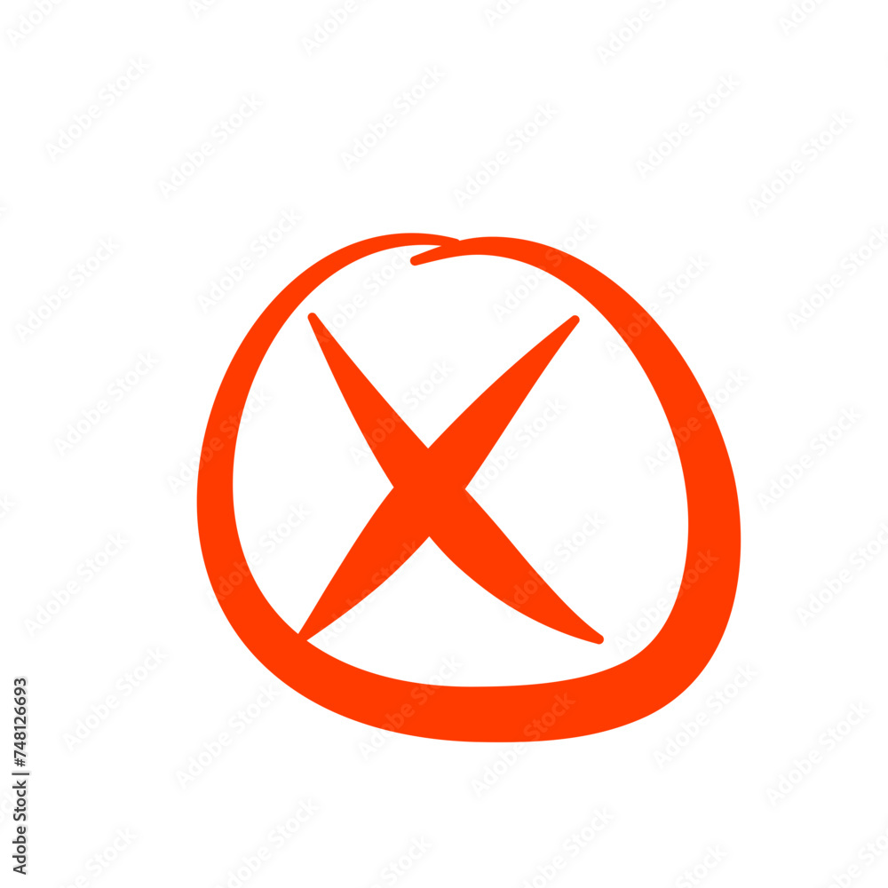 Obraz premium Doodle Prohibition Icon, Cross Sign