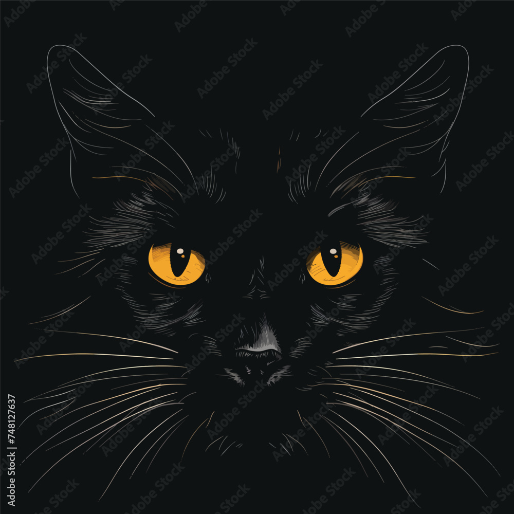 face of cat black isolated icon vector illustration 