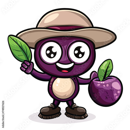 Explorer mangosteen fruit cartoon character isolated 