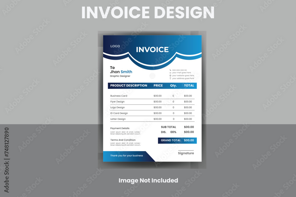 Business invoice form template. Invoicing quotes, money bills or price invoices, and payment agreement design templates. Tax form, bill graphic, or payment receipt page vector Business invoice form template. Invoicing quotes, money bills or price invoices, and payment agreement design templates. Tax form, bill graphic, or payment receipt page vector