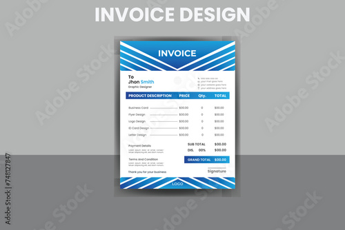 Business invoice form template. Invoicing quotes, money bills or price invoices, and payment agreement design templates. Tax form, bill graphic, or payment receipt page vector