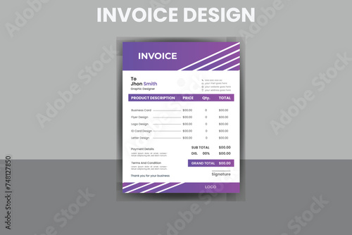 Business invoice form template. Invoicing quotes, money bills or price invoices, and payment agreement design templates. Tax form, bill graphic, or payment receipt page vector