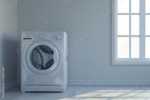 Grey laundry room with a clothes washing machine