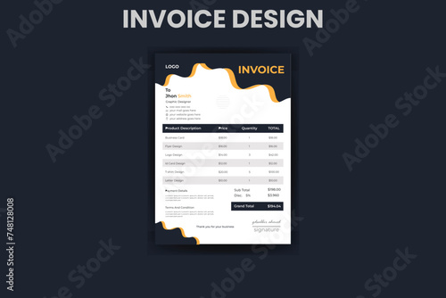 Business invoice form template. Invoicing quotes, money bills or price invoices, and payment agreement design templates. Tax form, bill graphic, or payment receipt page vector