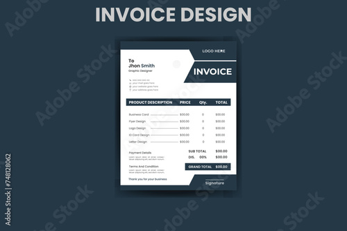 Business invoice form template. Invoicing quotes, money bills or price invoices, and payment agreement design templates. Tax form, bill graphic, or payment receipt page vector