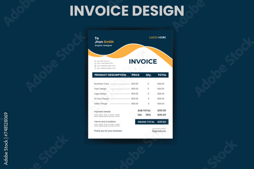 Business invoice form template. Invoicing quotes, money bills or price invoices, and payment agreement design templates. Tax form, bill graphic, or payment receipt page vector