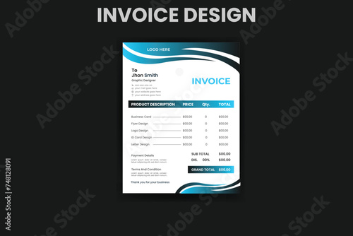 Business invoice form template. Invoicing quotes, money bills or price invoices, and payment agreement design templates. Tax form, bill graphic, or payment receipt page vector