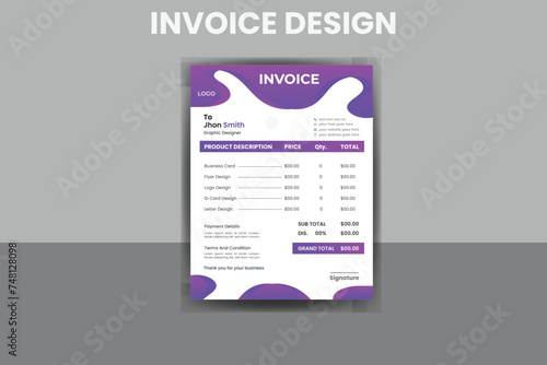 Business invoice form template. Invoicing quotes, money bills or price invoices, and payment agreement design templates. Tax form, bill graphic, or payment receipt page vector