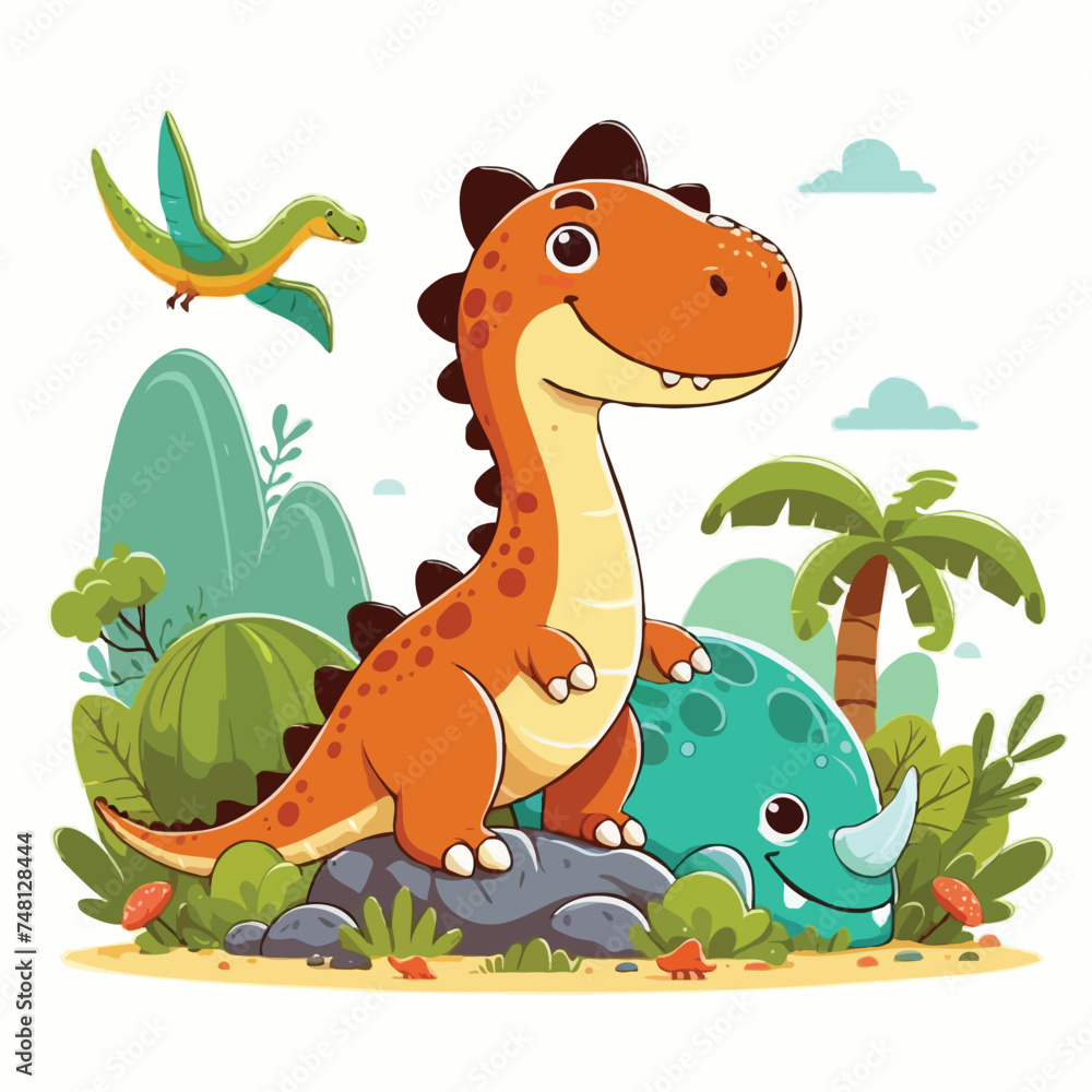 Obraz premium Cute dainosar vector on white background.