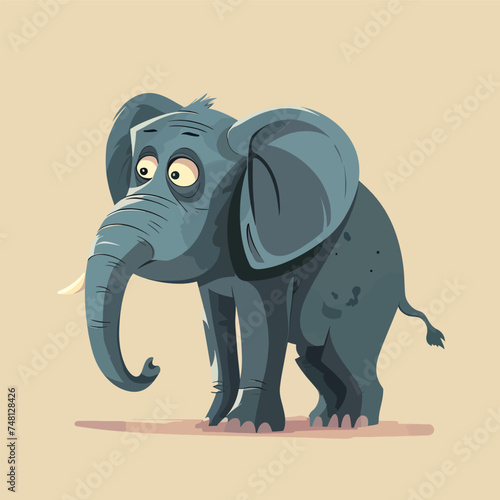 flat color style cartoon unsure elephant