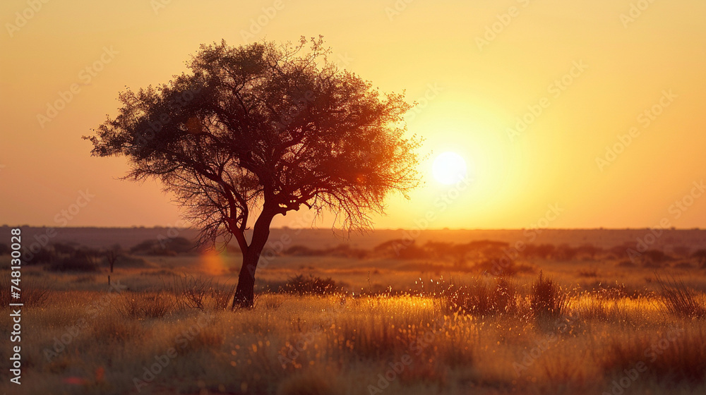 Sunset on African plains