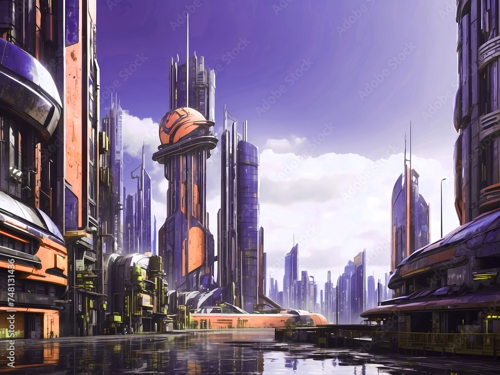 Fototapeta premium Beautiful autonomus futuristic style green energy city