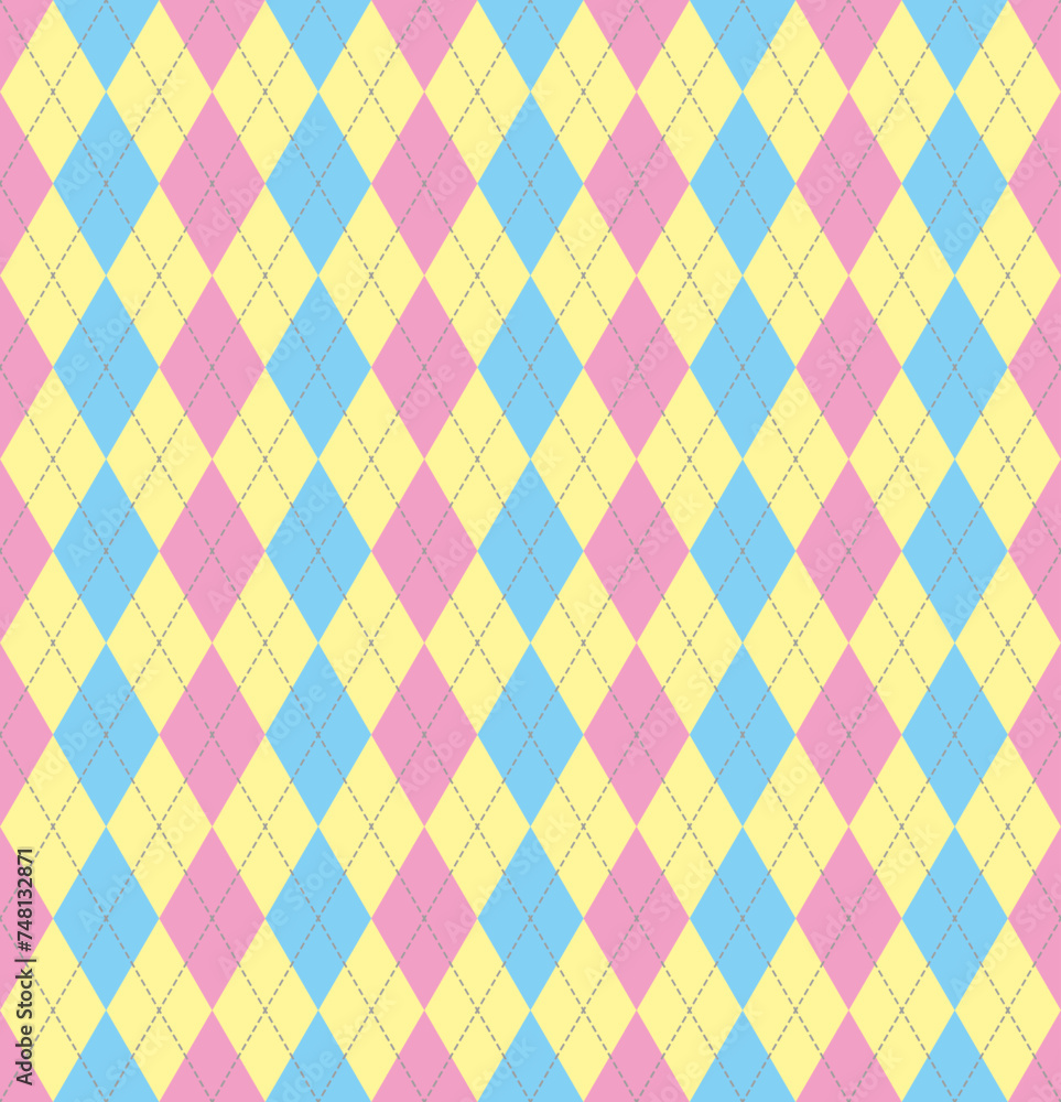 CMYK argyle seamless vector pattern. Geometric illustration background in pastel colors. CMYK argyle seamless vector pattern. Geometric illustration background in pastel colors.