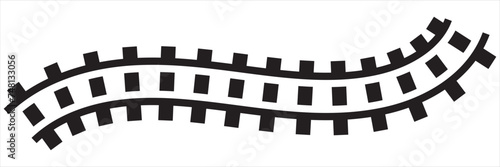 Railway Line, Rails Symbol, Train Tracks Sign, Railroad Pictogram, Railway Track Silhouette. Vector illustration.