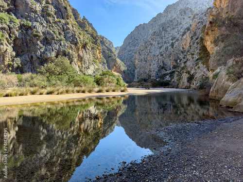 Mallorca, Sa Calobra beach in Torrent de Pareis canyon, Spain photo