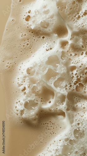 Macro image of foam on white skin.