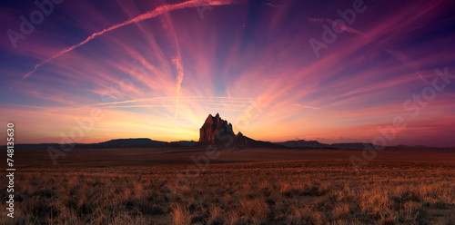 Ship Rock in the desert of New Mexico, United States. Nature Background.