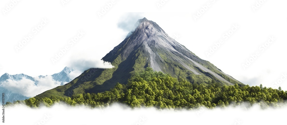 illustration of the beauty of an exotic volcanic peak against a backdrop of trees and tropical forests, the very active Mount Merapi on the island of Java, Indonesia. illustration of the beauty of an exotic volcanic peak against a backdrop of trees and tropical forests, the very active Mount Merapi on the island of Java, Indonesia.