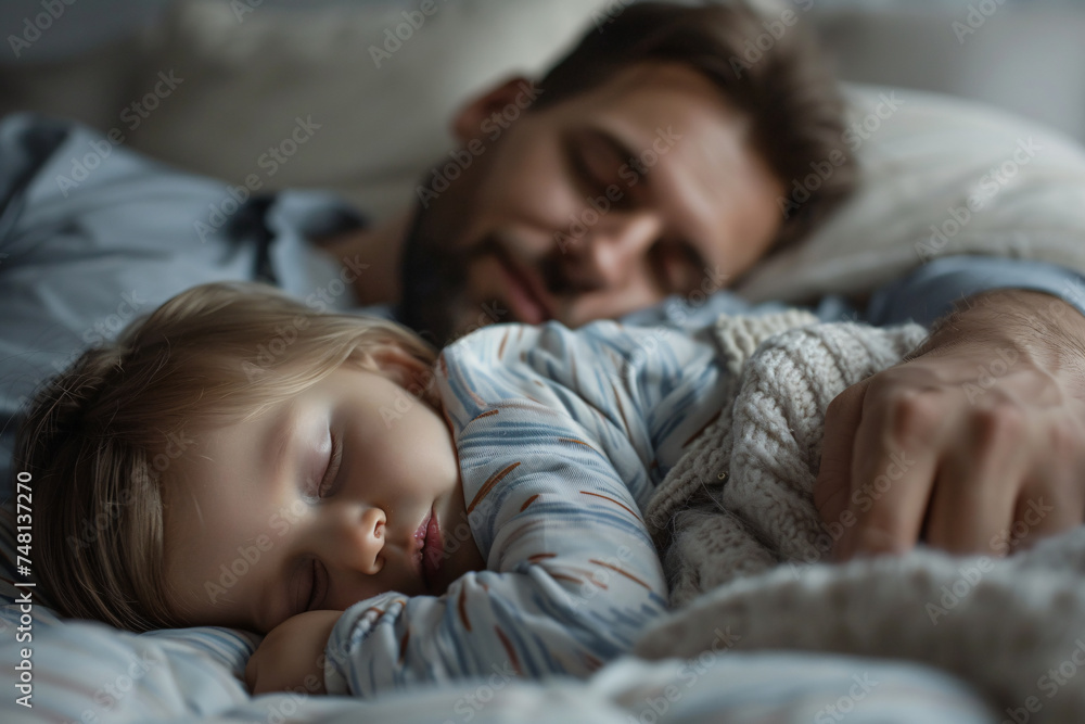 Father and son sleeping in bed Father and son sleeping in bed
