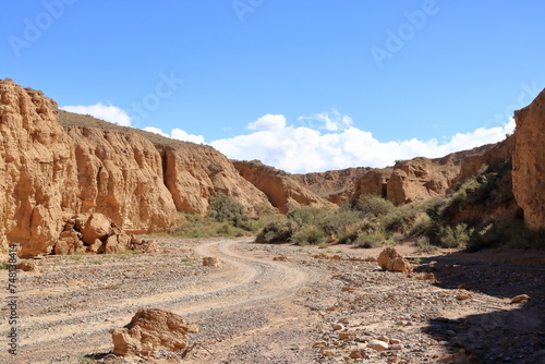 canyon formation at the Issyk Kul Lake in Aksai, Aksay, Kyrgyzstan photo