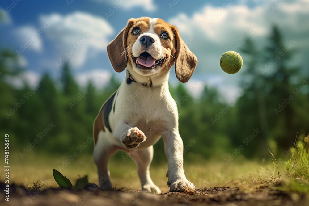 beagle dog in the field