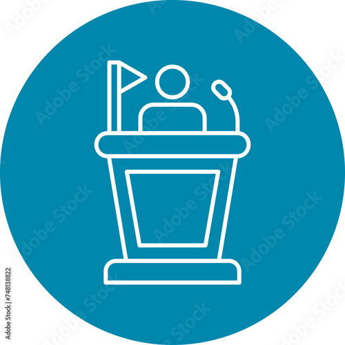 Politician Line Circle Icon Design