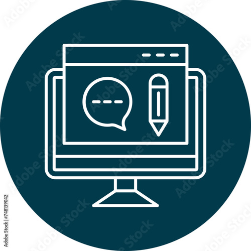Blog Line Circle Icon Design
