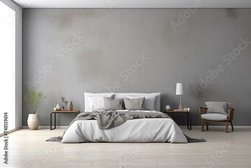 interior of bedroom with a bed © Rizwan