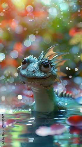 A small and cute animated dragon. © Sina