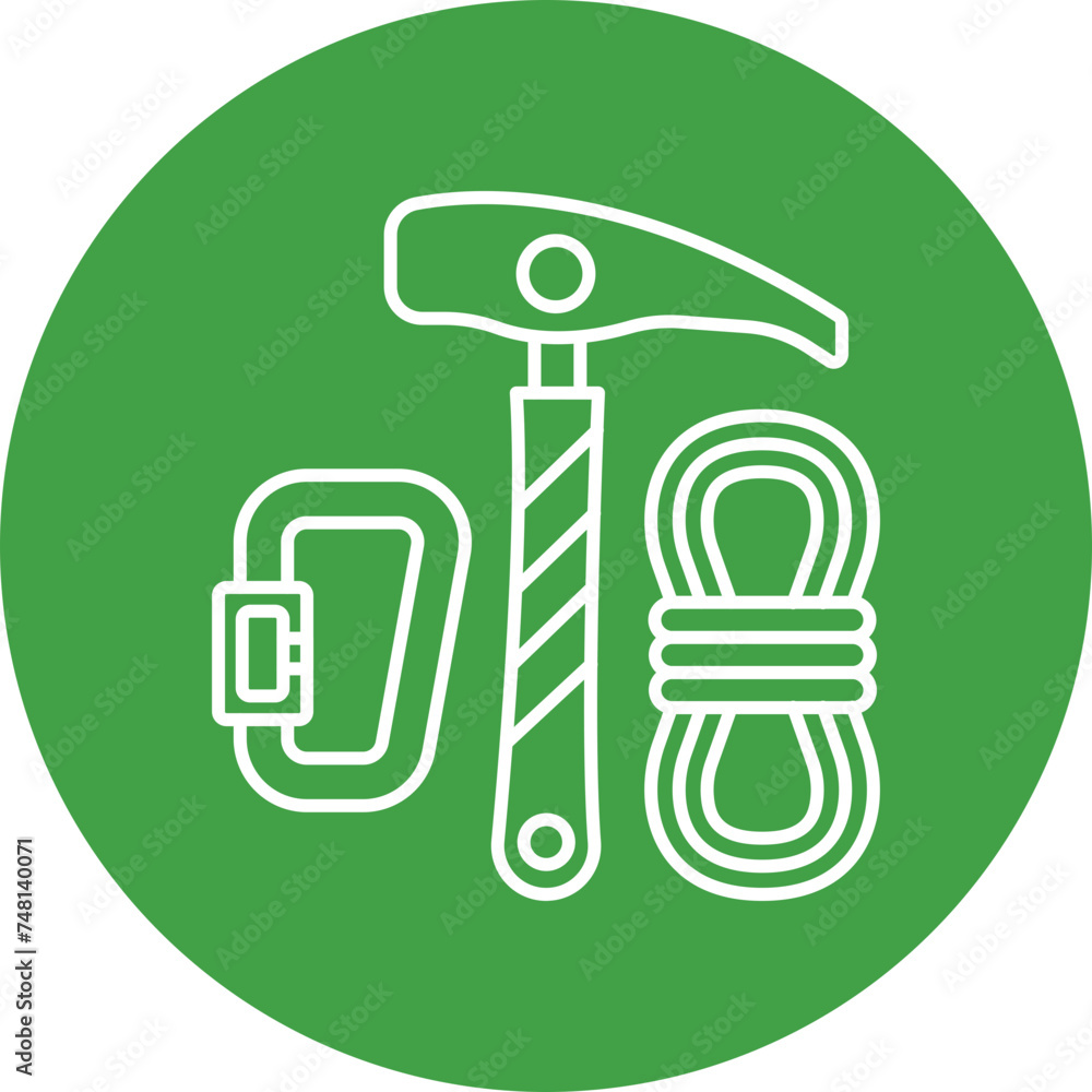 Climbing Equipment Line Circle Icon Design Climbing Equipment Line Circle Icon Design