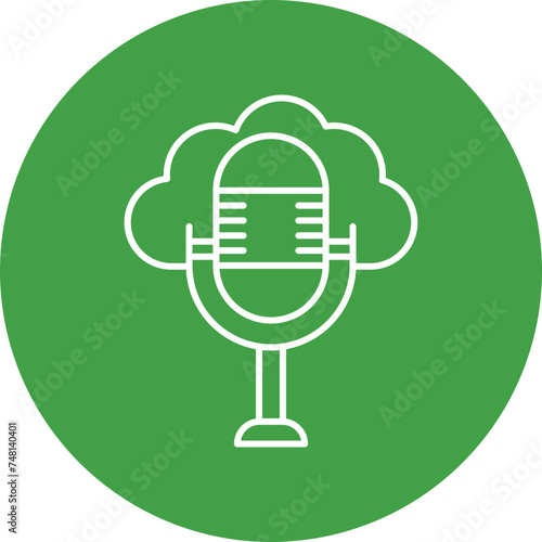 Cloud Line Circle Icon Design