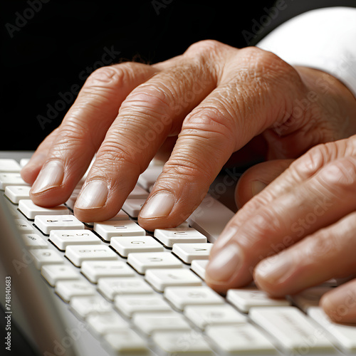 Person typing on keyboard, hands working, close-up Keywords: keyboard, computer, laptop, business, technology, internet, office, fingers, woman, communication, typing, buttons, important, PC, data, pe