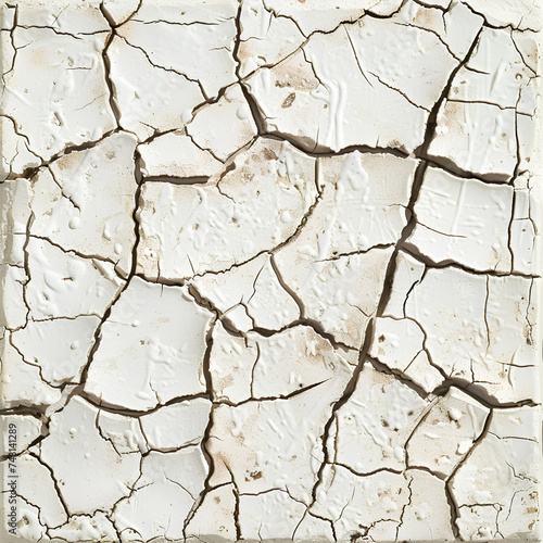 Cracked Earth Texture: Dry, cracked ground surface with arid, brown pattern resembling desert soil
