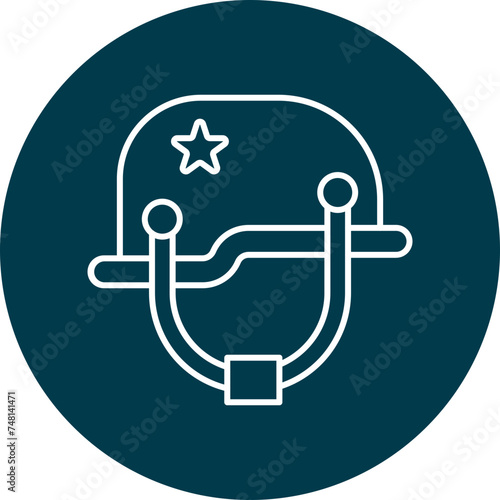 Helmet Line Circle Icon Design