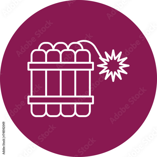 Dynamite Line Circle Icon Design