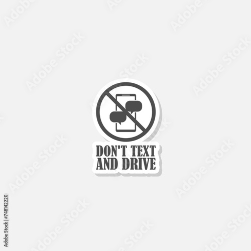 No cell phone use while driving icon sticker isolated on gray background