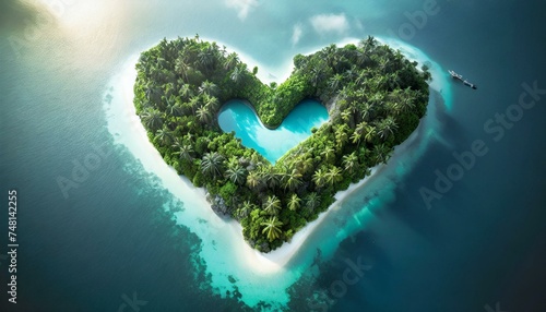 Tropical love shape island. 