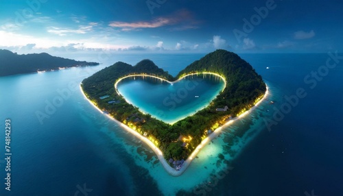 Tropical love shape island.  © adobedesigner