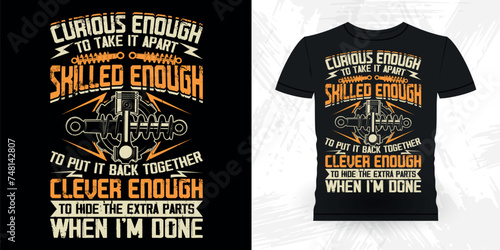 Funny Mechanical Engineer Retro Vintage Mechanic T-shirt Design