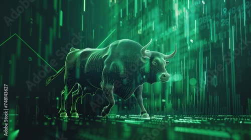 bull market trading Upward chart trend.with background. AI Generated.