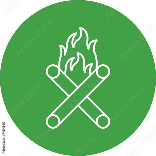 Bonfire Line Circle Icon Design