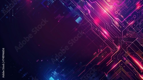 Digital Luminescence: Technology Abstract Background with Neon Colors