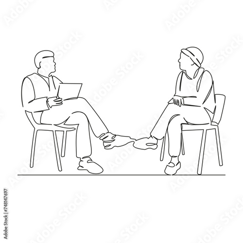 man being interviewed