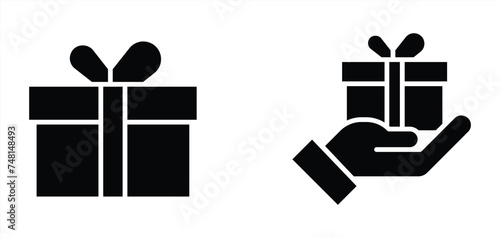 gift icon, present gift box flat icon vector illustration