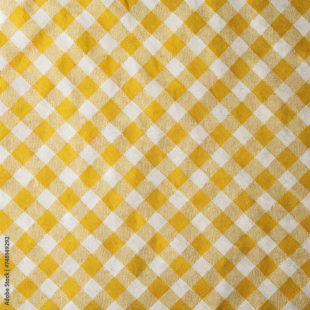 Yellow and white checkered tablecloth texture Yellow and white checkered tablecloth texture