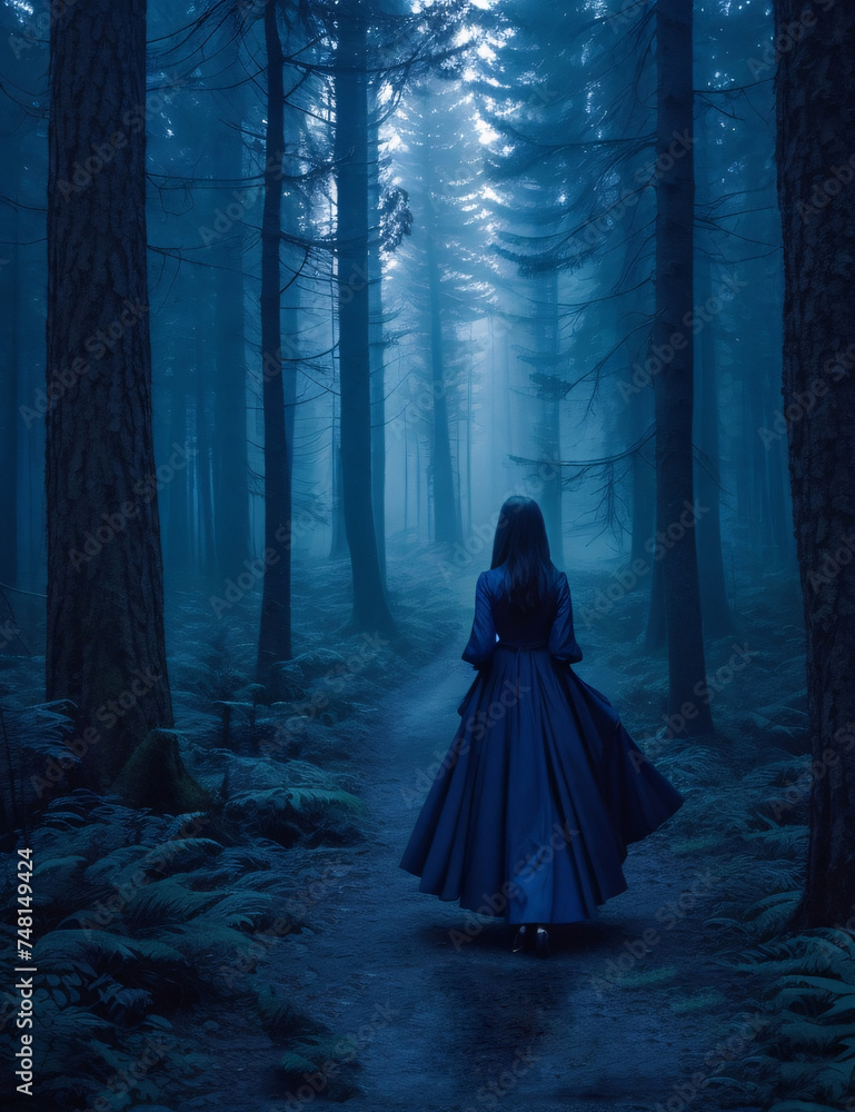 Naklejka premium burry blue forest