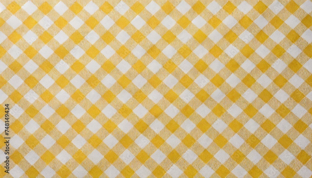 Yellow and white checkered tablecloth texture Yellow and white checkered tablecloth texture