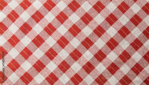 Red and white checkered tablecloth texture  photo