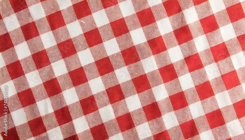 Red and white checkered tablecloth texture 